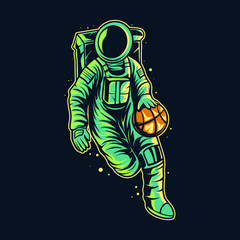 astronaut basketball vector illustration design