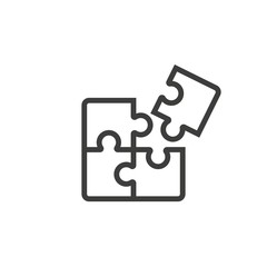 Puzzle pieces icon vector on white background - obrazy, fototapety, plakaty