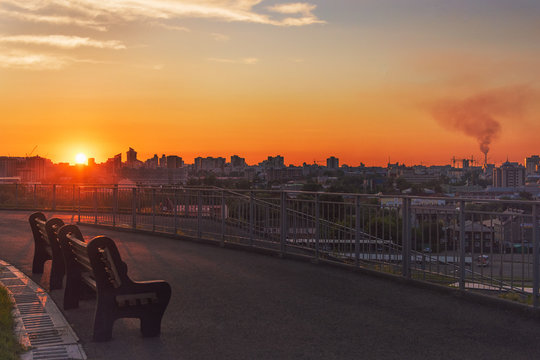 Evening photo of Barnaul city, Siberia, Russia