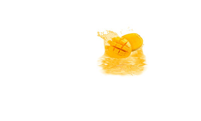 Mango and mango juice isolated on white background