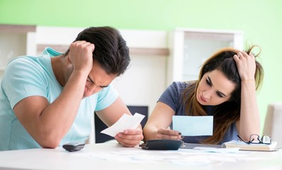 Young family struggling with personal finance