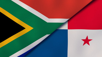 The flags of South Africa and Panama. News, reportage, business background. 3d illustration