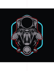 astronaut riding motorcycle vector illustration design