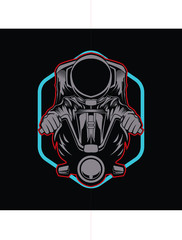 astronaut riding motorcycle vector illustration design