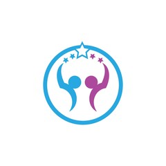 the character of success people and community logo  icon