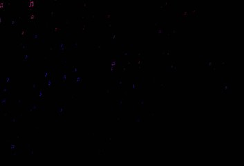 Dark Blue, Red vector background with music symbols.