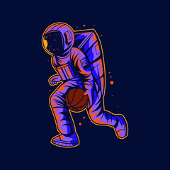 astronaut dribbling basket ball 