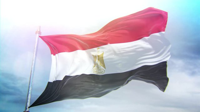 a 4K loop animated flag , Egypt flag waving through the wind in slow motion