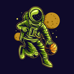 astronaut basketball vector illustration design
