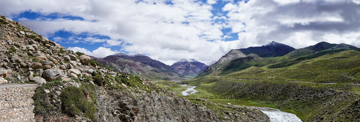 Panoramic view of mountain lanscape in Himalaya, Tibet