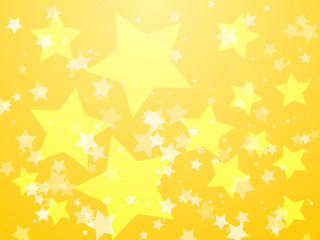 Yellow glowing stars abstract vector background.