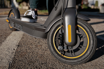 electric scooter on the road front view