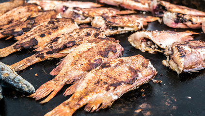Freshly fried on the tray in the market