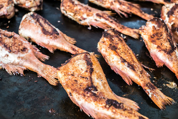 Freshly fried on the tray in the market