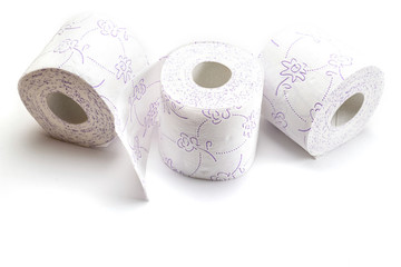 Tissue paper isolated. White soft Toilet paper roll for bathroom. Storing tissue toilet paper during Coronavirus outbreak or Covid-19.