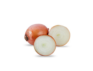 onions bulbs slice isolated on white background