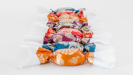 A line of traditional Hungarian Christmas candies. We hang these on the Christmas tree.