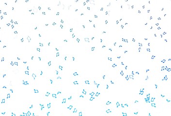 Light BLUE vector background with music symbols.