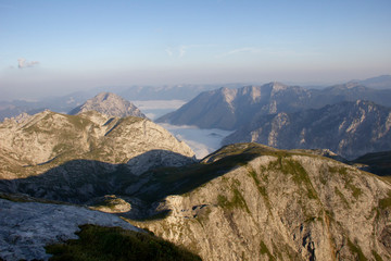 Fototapeta na wymiar View of Hochswab Mountains from Schiestlhaus, Alps, Austria.