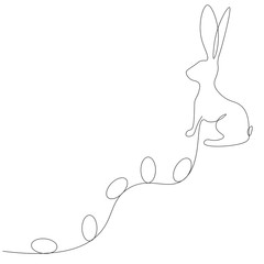 Easter bunny rabbit with eggs background. Vector illustration