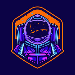 astronaut emblem space vector illustration design 