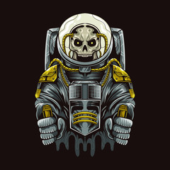 astronaut skull driver of spaceship vector illustration design