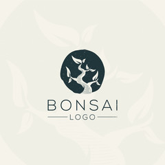 Bonsai logo design Premium Vector