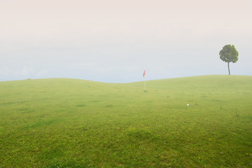 Golfplatz im Nebel
