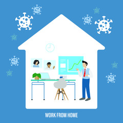 work from home corona virus flat illustrations vector
