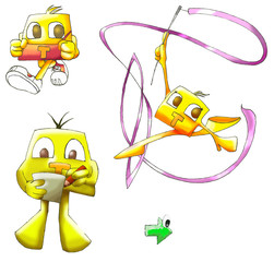 A funny mascot engaged in different activities © Javier