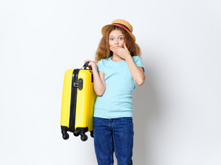 young woman with a suitcase