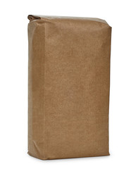 Blank brown recycle kraft or craft paper bag mockup or mock up template isolated on white background including clipping path