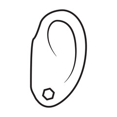 Piercing of ear vector icon.Outline vector icon isolated on white background piercing of ear .