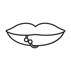 Piercings of tongue vector icon.Outline vector icon isolated on white background piercings of tongue.