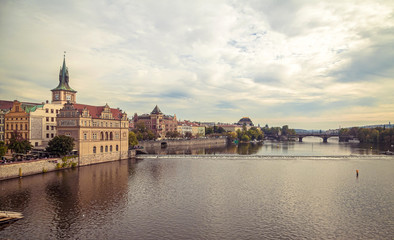 Fototapeta na wymiar Vltava embankment, Prague, Czech Republic