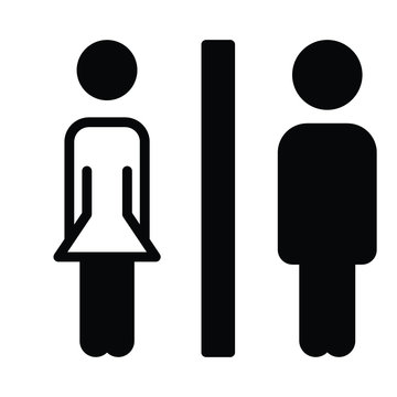 Public Washroom Sign Line Concept, Outdoor Toilet Symbol on white background,Glyph Vector Icon 