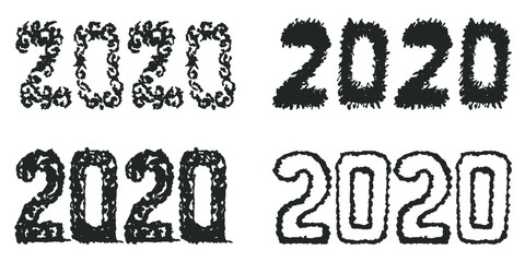 Happy New 2020 Year. Creative font. Holiday vector illustration 2020. Festive poster or banner design