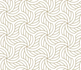 Keuken foto achterwand Goud geometrisch abstract Naadloze patroon met abstracte geometrische lijn textuur, goud op witte achtergrond. Licht modern eenvoudig behang, heldere tegelachtergrond, zwart-wit grafisch element