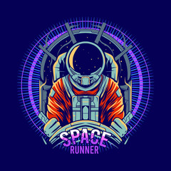 astronaut driving spaceship vector illustration
