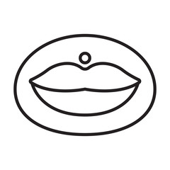Piercings of tongue vector icon.Outline vector icon isolated on white background piercings of tongue.