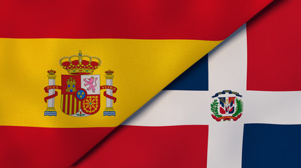 The flags of Spain and Dominican Republic. News, reportage, business background. 3d illustration