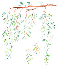 Leaf branch with a waterfall effect