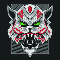 cat mecha robot vector illustration design