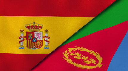 The flags of Spain and Eritrea. News, reportage, business background. 3d illustration