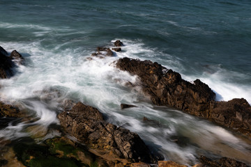 Mar,atardecer,naturaleza,piedras,nubes,olas,mar,azul,celeste,blanco,