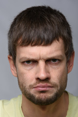 Obraz premium Closeup portrait of an evil man of European appearance