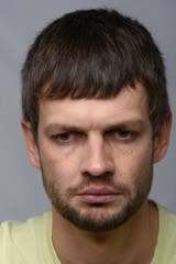 Obraz premium Close-up portrait of a very upset man of European appearance