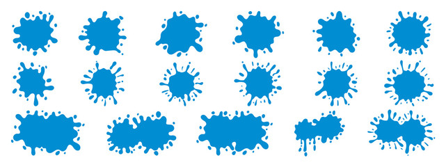 Water splash collection. Aqua liquid, alcohol liquid, Alcohol gel, water drop blue splash shape, Vector illustration