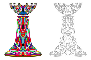 Zentangle stylized rook chess piece. Adult antistress coloring page. Vector illustration isolated on white background. Design for T-shirt, tattoo, logo with doodle, zentangle elements.