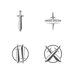 Sword weapon vector logo template illustration design
